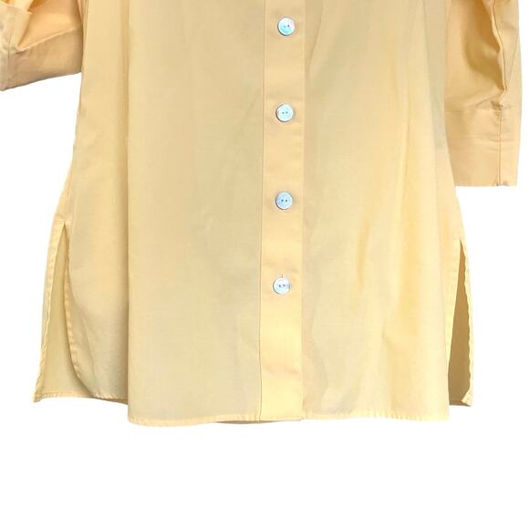 Investments Women's Yellow Wrinkle Free 3/4 Sleeve Button-Up Blouse Tunic SZ 8 - Picture 5 of 8